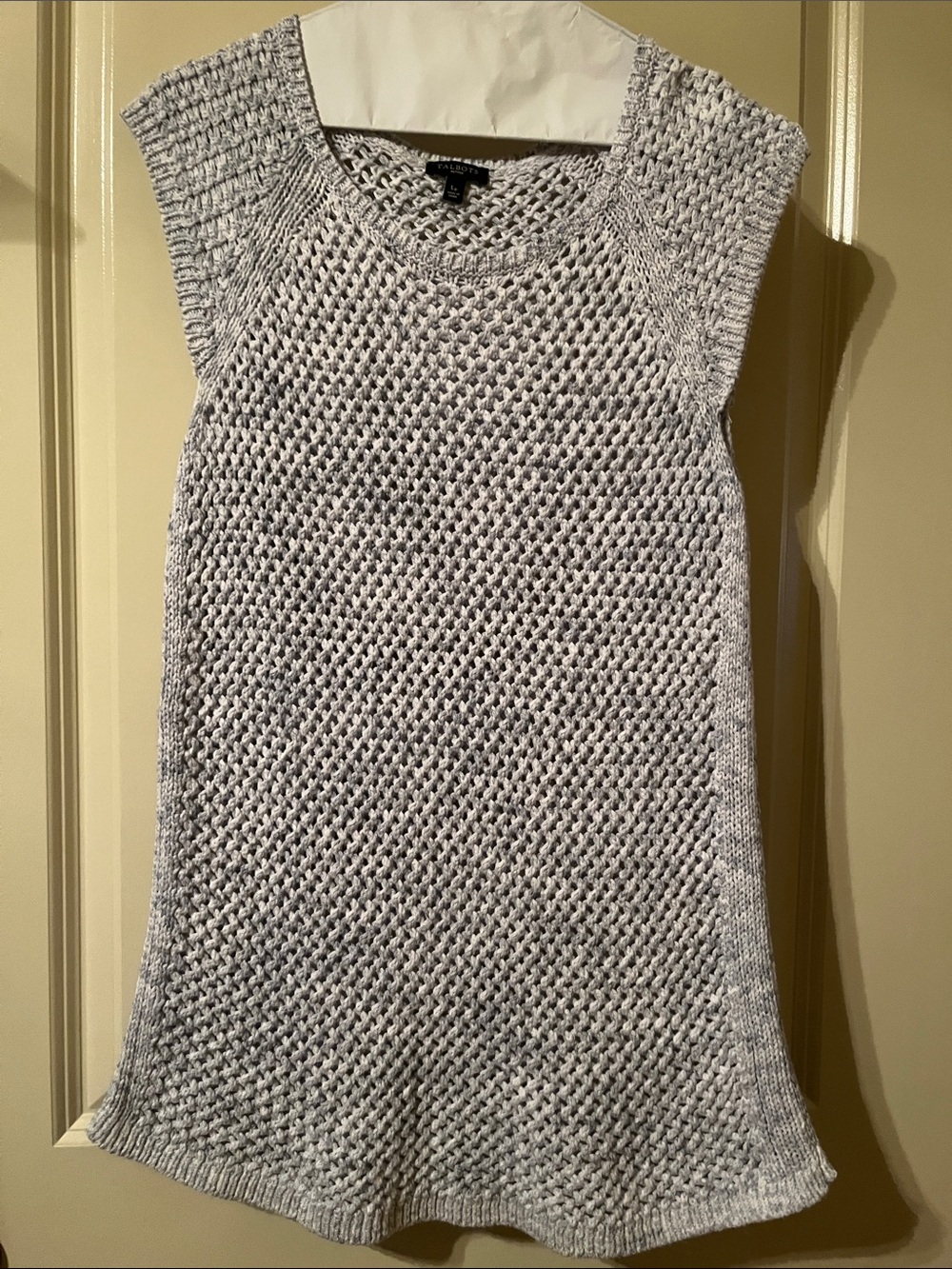 Talbots Light Blue Gray Open-Knit Sleeveless Tunic, size PL